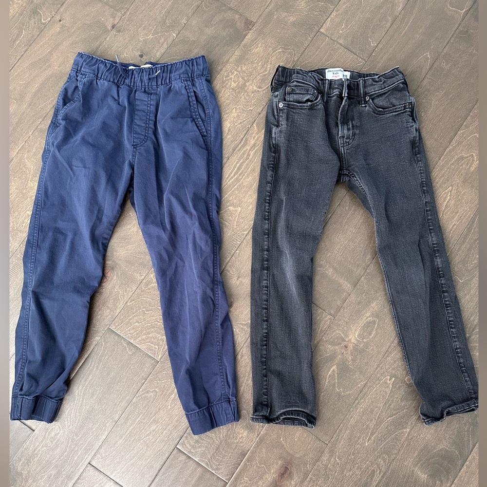 A&F boys black denim and navy chino jogger Pants Set